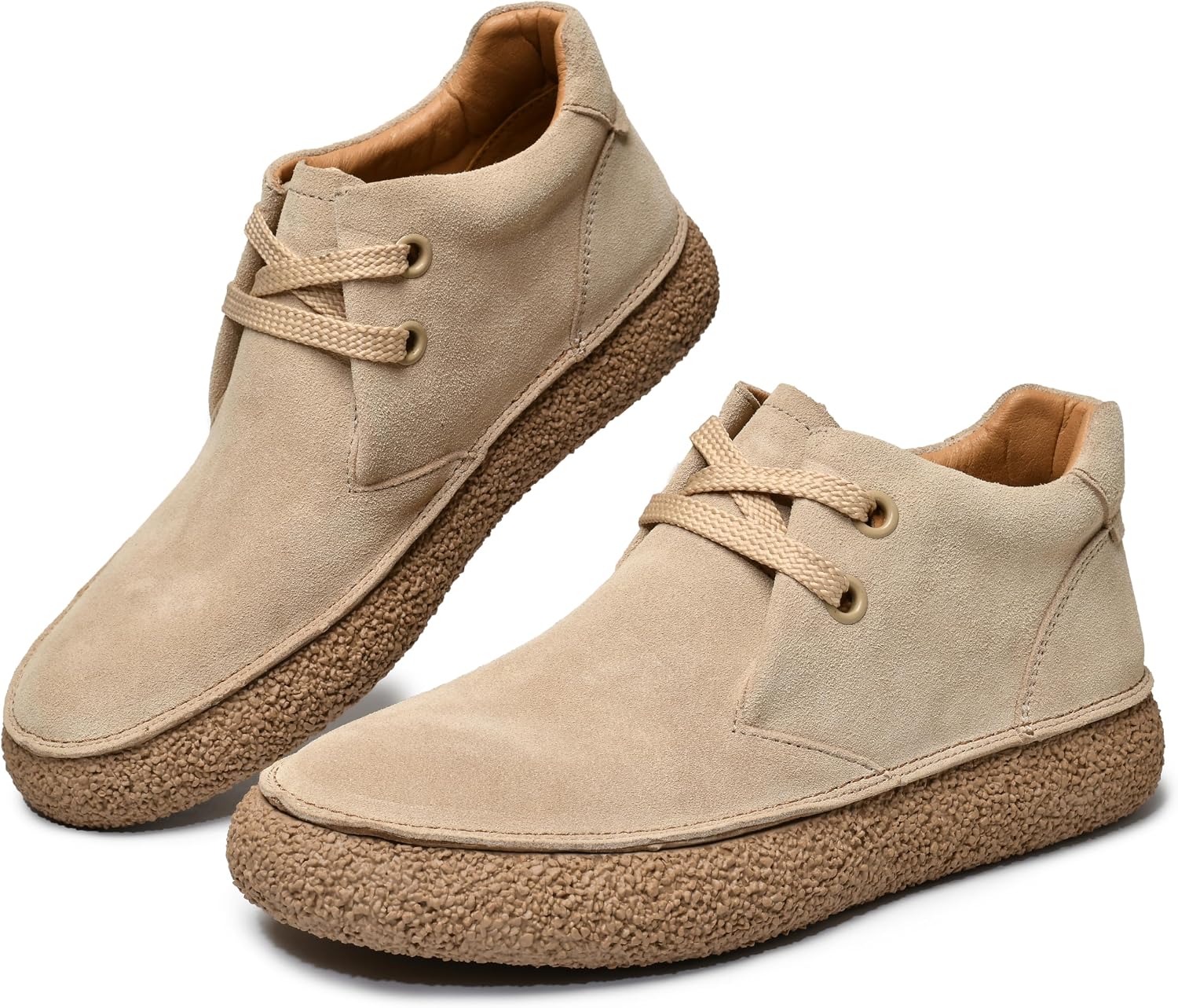 JIONS Mens Ankle Desert Chukka Boots Lace Up Suede Leather Deck Shoes