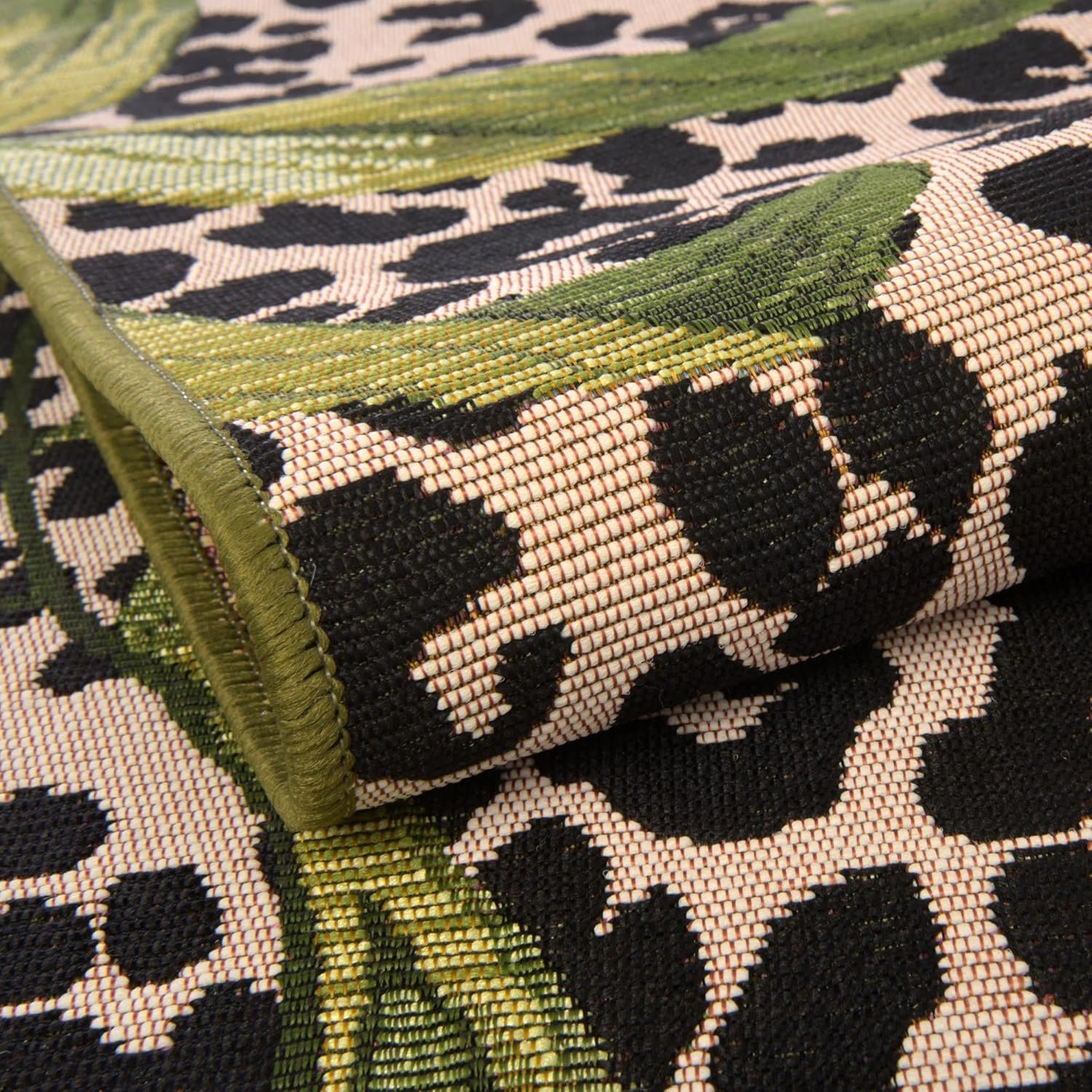 Rugs.com Outdoor Botanical Collection Rug – 8 Ft Octagon Green Flatweave-Pile Rug Perfect for Living Rooms, Kitchens, Entryways