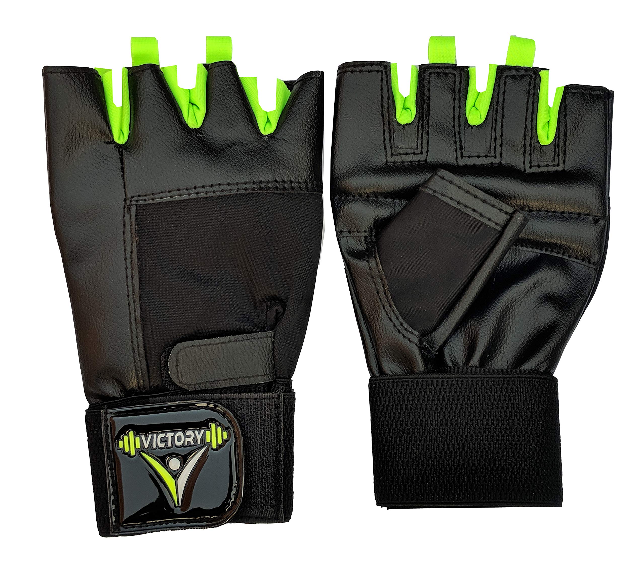 Victory Premium - 04 Gym and Fitness Leather Gloves with Wrist Support (Green) (B07TQ8866M) Amazon Price History, Amazon Price Tracker