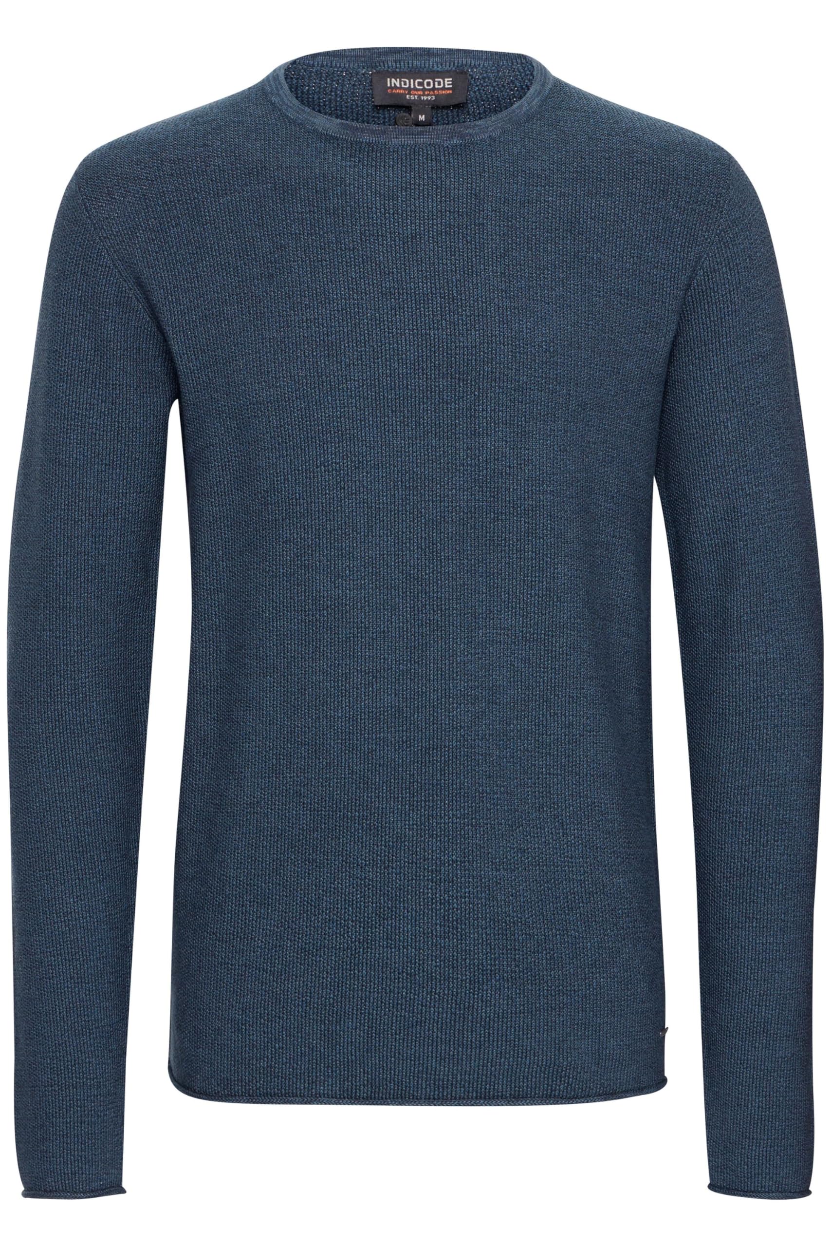 Indicode IDJadas Herren Strickpullover Feinstrick Pullover mit Rundhals-Ausschnitt Label-Details Baumwollmischung Regular fit