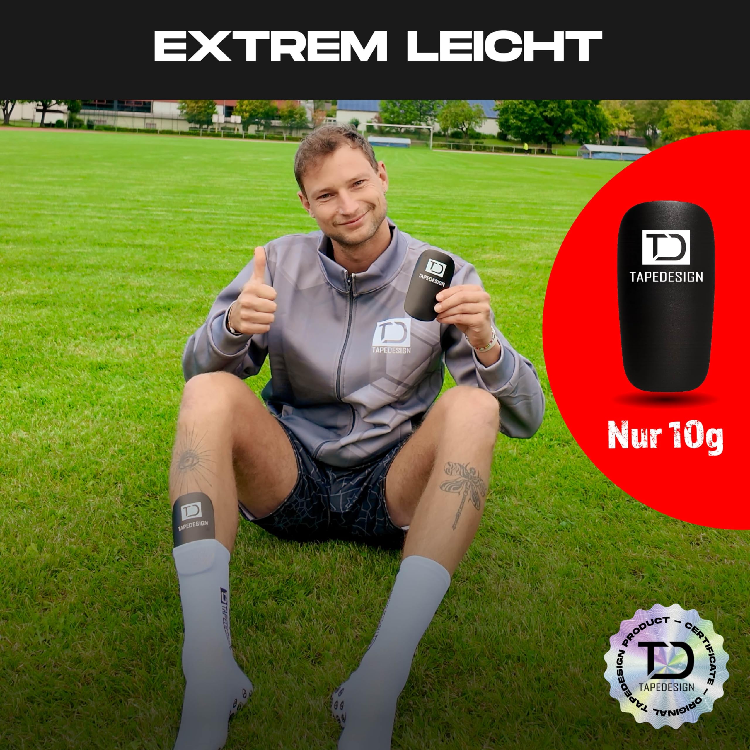 TAPEDESIGN - Mini Schienbeinschoner Fußball für Kinder & Erwachsene - Ultraleicht & flexibel für perfekten Sitz - kaum spürbar & weich - Schienbeinschutz klein - Shin Pads