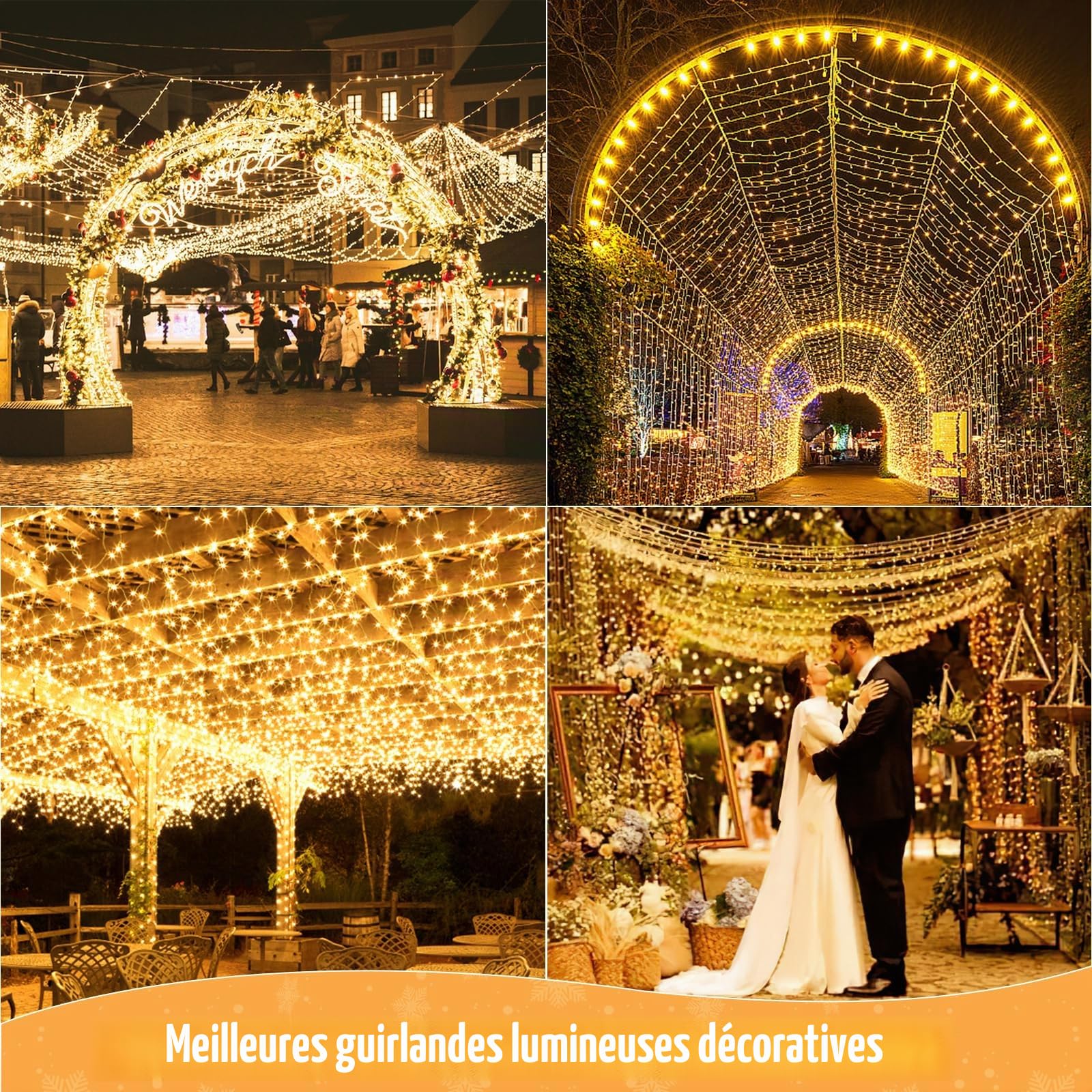 Elegear 100M 1000LEDs Guirlande Lumineuse Extérieure Blanc Chaud, Guirlande LED Protection IP44 avec 8 Modes, Guirlande Noël Decoration Noël Exterieure et Intérieure pour Sapin Soirée Mariage