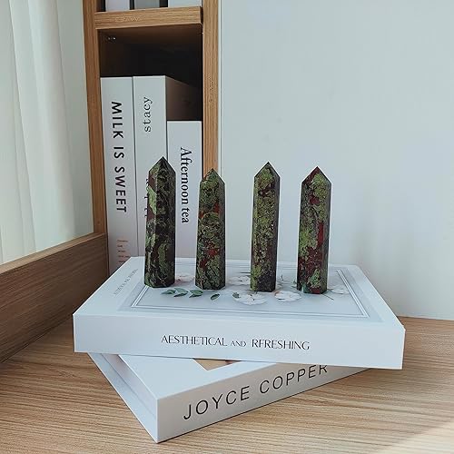 Miniatura 6 de Cuarzo transparente grande de 4 pulgadas, piedra de sangre de dragón, cuarzo rosa, varita de cristal curativo de obsidiana negra, torre de cristal