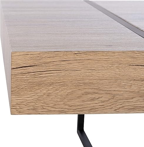 Miniatura 9 de SAFAVIEH Home Collection - Mesa de centro rectangular moderna Tristan con parte superior de madera natural y base de metal negro, mesa de sala de