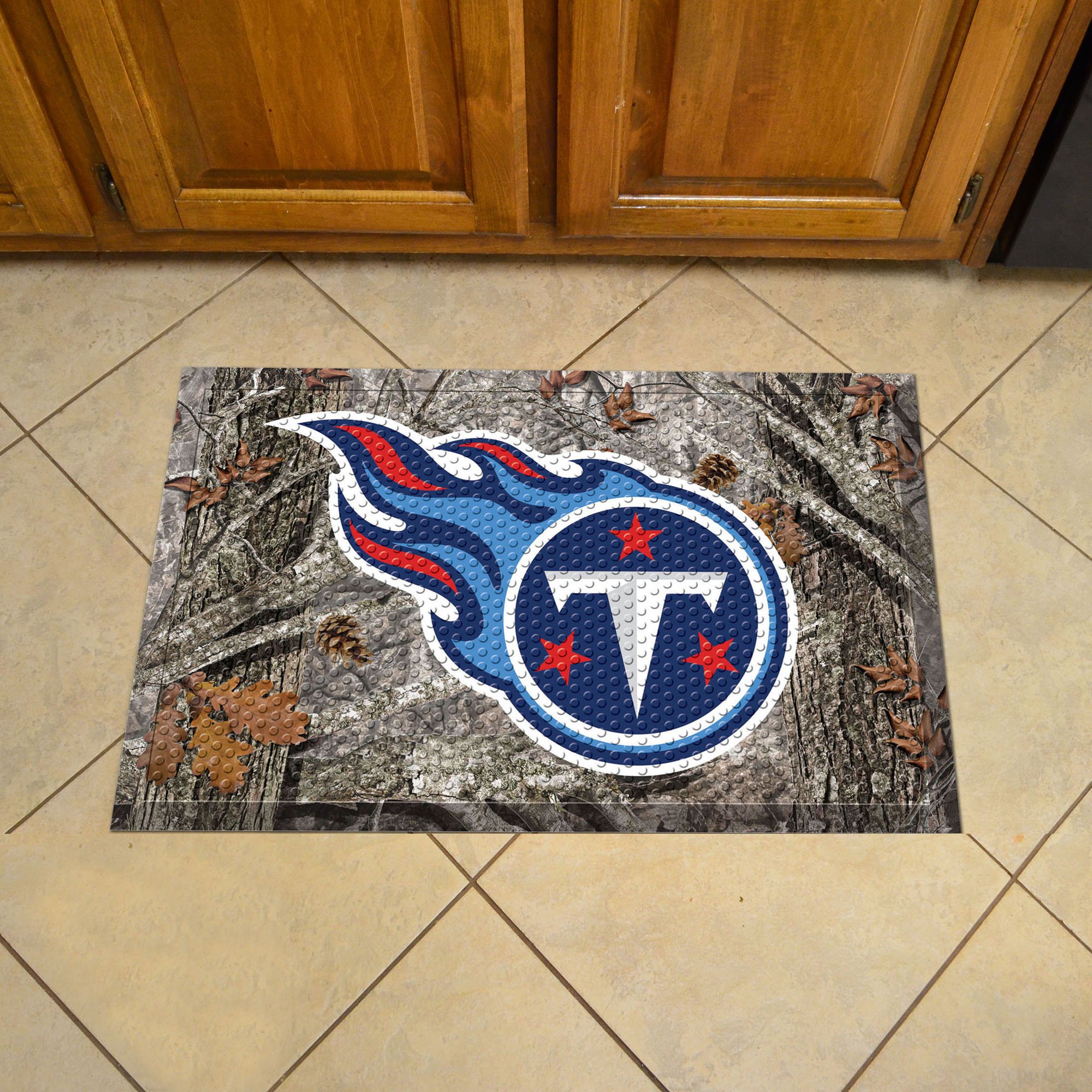 FANMATS 19001 Tennessee Titans Rubber Scraper Door Mat, Camo Color