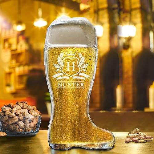 Miniatura 2 de Taza de cerveza de vidrio grabada personalizada para botas – jarra de cerveza personalizada de 1 litro para Oktoberfest, regalo de licenciatura,