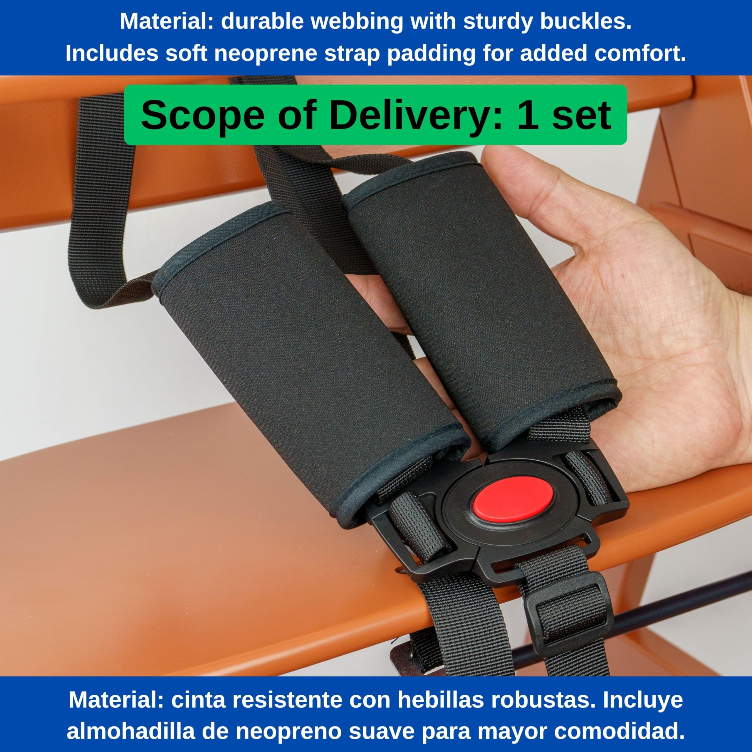 Imbracatura di sicurezza per seggiolone con cuscinetti per cinture, 1 Set, compatibile con Hauck, Stokke Tripp Trapp, Roba, sistema di imbracatura a 5 punti per seggioloni per bambini
