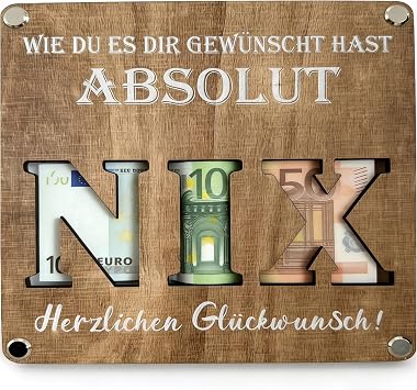 Money Gift Packaging NIX - Nothing Wanted for Birthday Travel Holiday Wedding All Who Want Nothing Funny Gifts for Men and Women Party Money Gift Packaging NIX