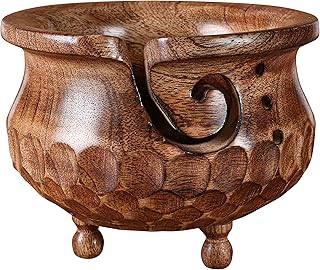 Knitting Bowl in Wood Natural 6x5 inch,Yarn for Knitting,Crochet Accessories,Knitting and Crochet,Crochet Bowl for Yarn,Yarn Bowl,Knitting Yarn,Yarn Storage,Yarn Bowl for Knitting