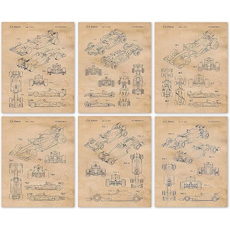 Vintage F1 Racing Car Patent Prints Wall Art