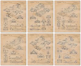 Classic F1 Racing Cars Patent Prints, 6 (8x10) Unframed Photos, Wall Art Decor Gift for Home Enzo Ferrari Office Engine Garage Shop College Student Teacher Coach Formula Racing Team Indy Champs Fan