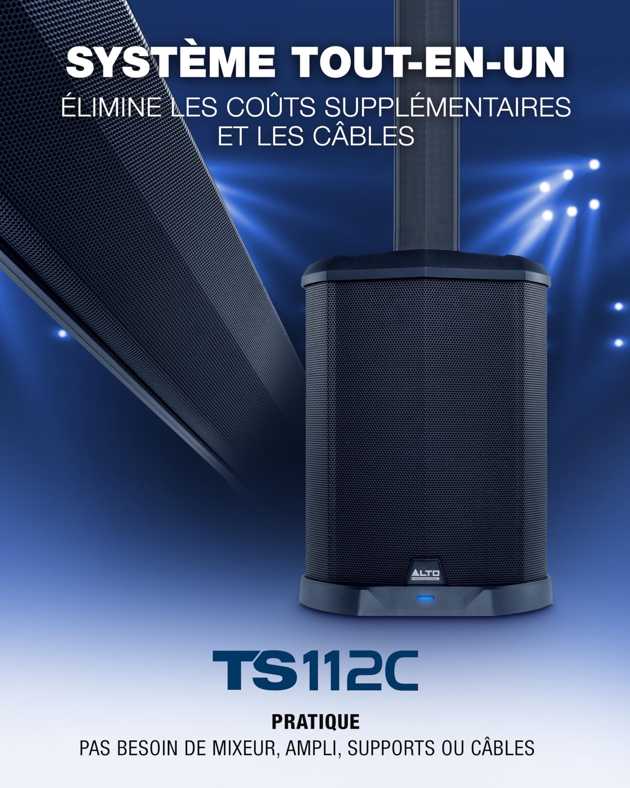 ALTO TS112C Ensemble de Haut-parleurs Actifs 1200 Watts avec mixeur numérique 5 canaux, Bluetooth et App de Commande, pour DJ, Groupes, Musiciens et salles de Spectacle