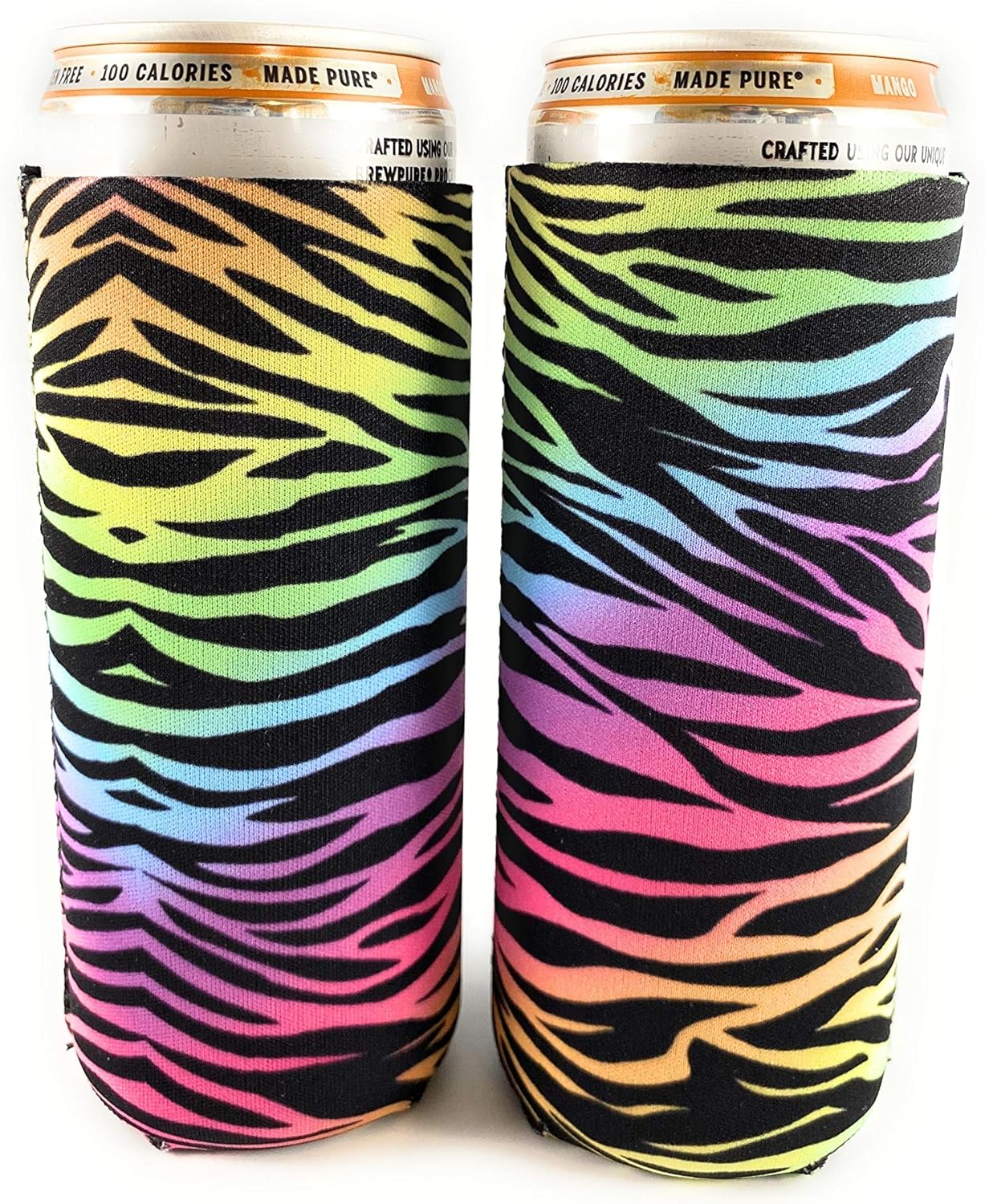 2 pc Slim Can Cooler Cozies Koozies for 12oz beer white