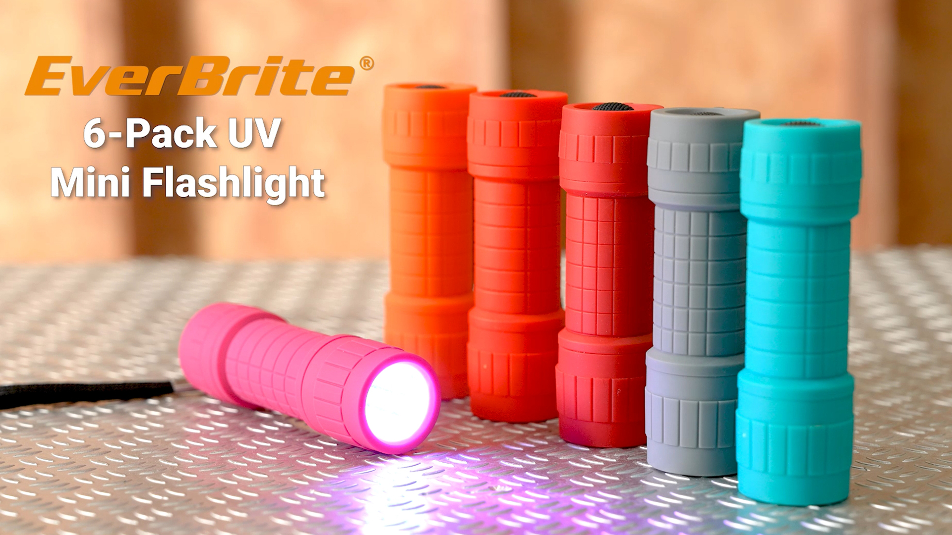 EverBrite Black Light Flashlight 6-Pack, UV Mini Flashlight, 9-Led