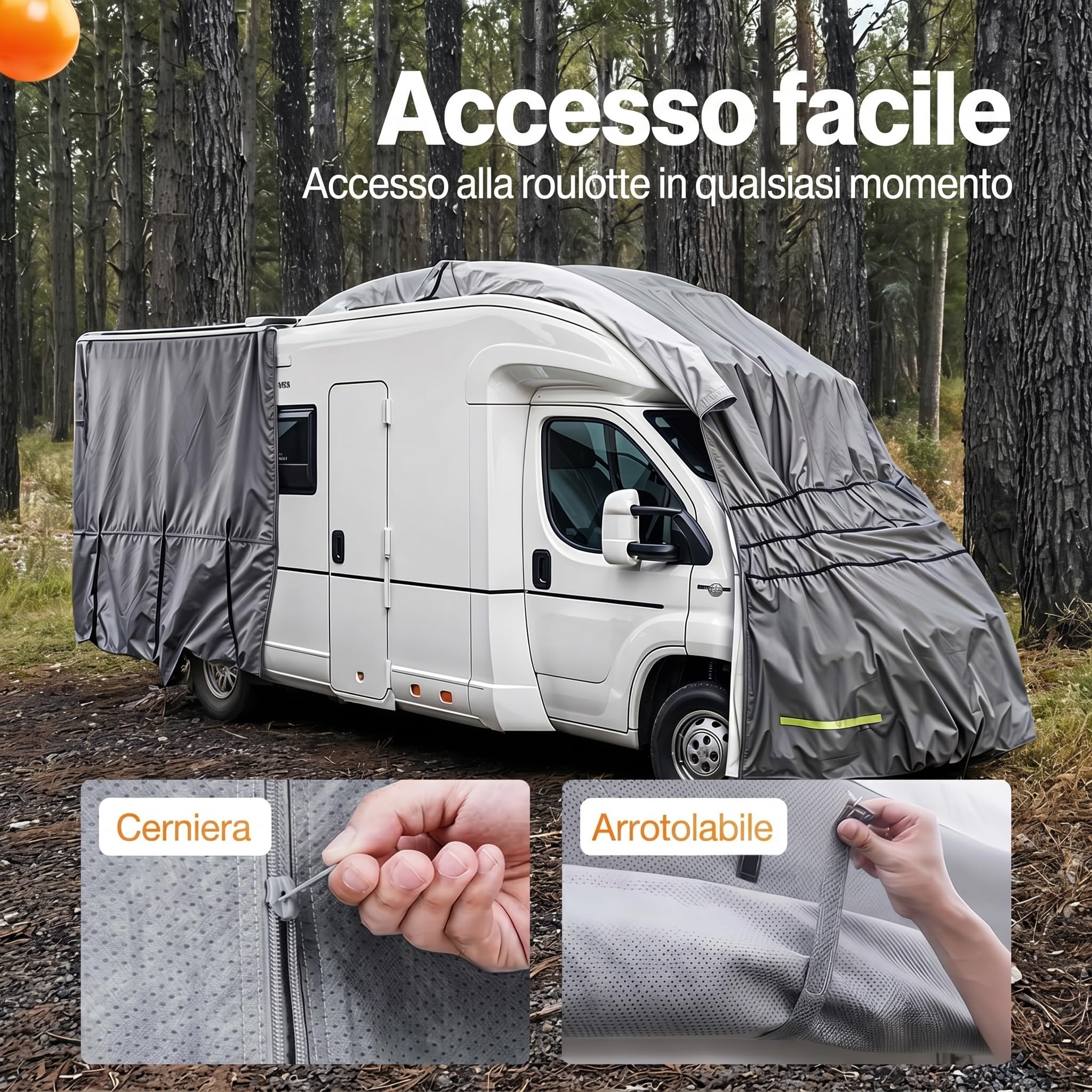 Telo protettivo a 4 strati per camper, resistente alle intemperie e traspirante, resistente ai raggi UV, resistente agli strappi e alle intemperie, per inverno ed estate, 750 x 235 x 270 cm