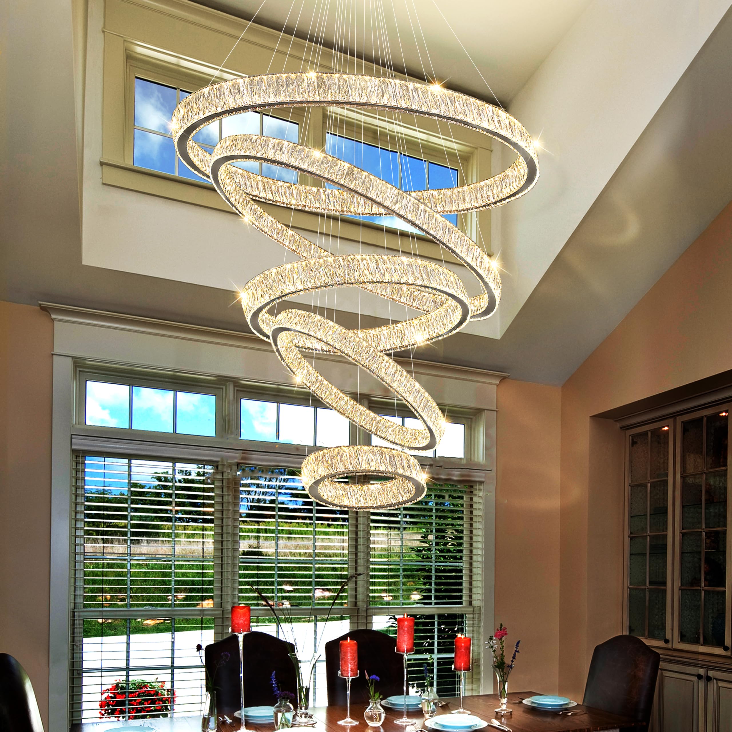 luz リング luzury Duoluxe Elegance Modern Gold Brass Crystal Circular Double