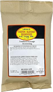 A.C. Legg Old Plantation Smoked Sausage Seasoning (Seasons 25 Pounds), 11 Ounce - with Cure