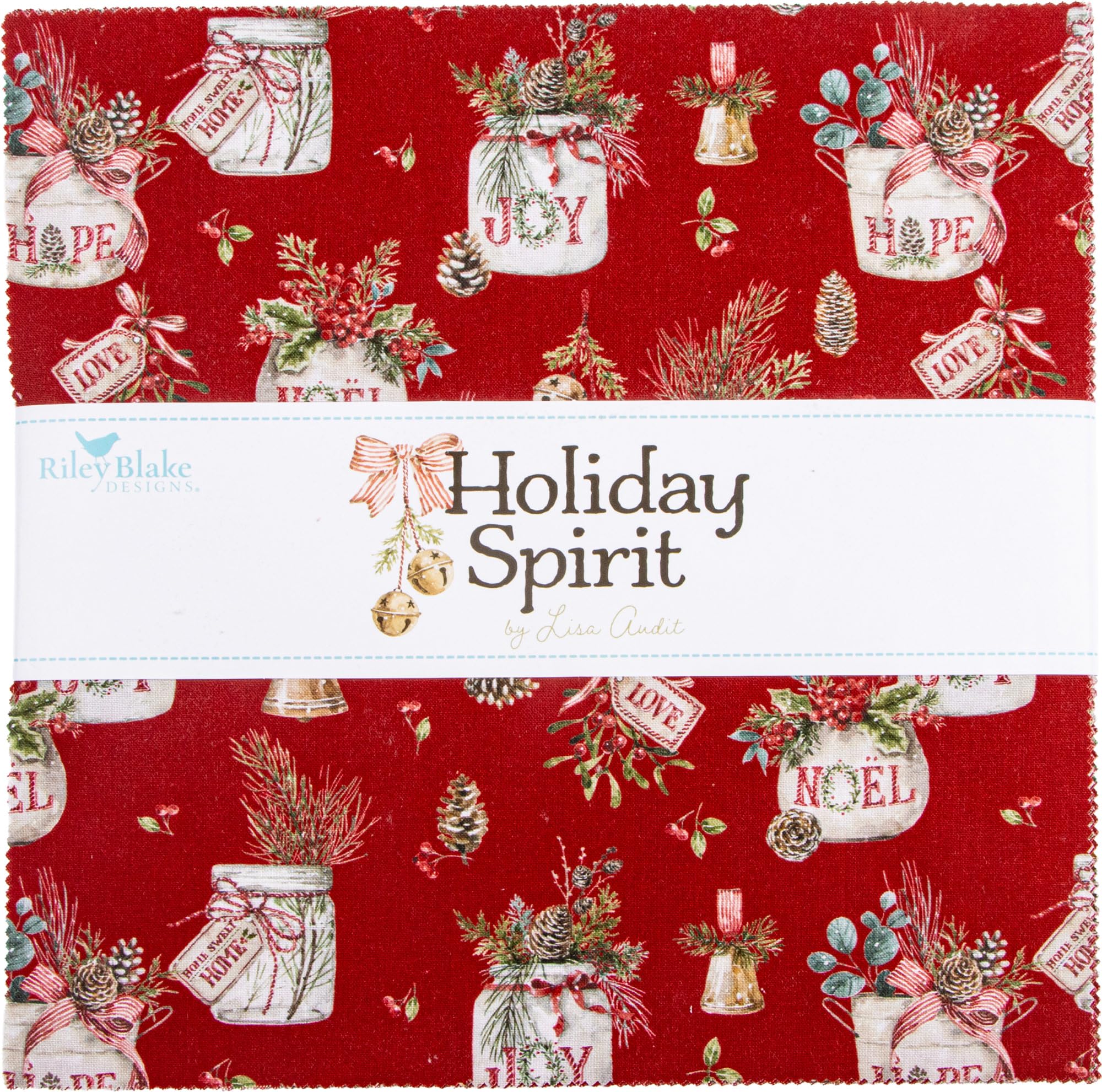 Riley Blake Designs Assorted Lisa Audit Holiday Spirit 10" Stacker 42 10-Inch Squares Layer Cake 10-17460-42