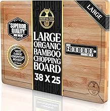 Deer & Oak Large Cutting Board, Wooden Bamboo Chopping Board 38x25x2cm, Pre-Oiled Cutting Board for Kitchens Ideal for Carving Meat, Fish, Vegetables