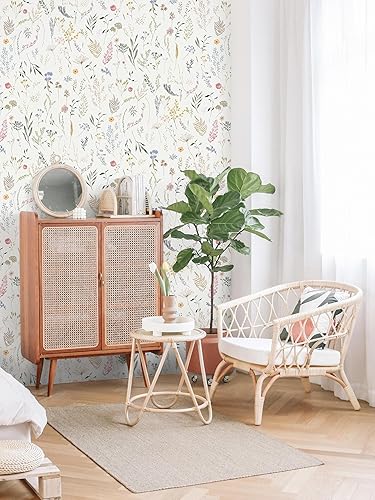 Miniatura 7 de Dimoon Papel tapiz floral de 236 x 16.1 pulgadas, diseño floral, grueso, impermeable, autoadhesivo, granada, forro extraíble, rollo de vinilo