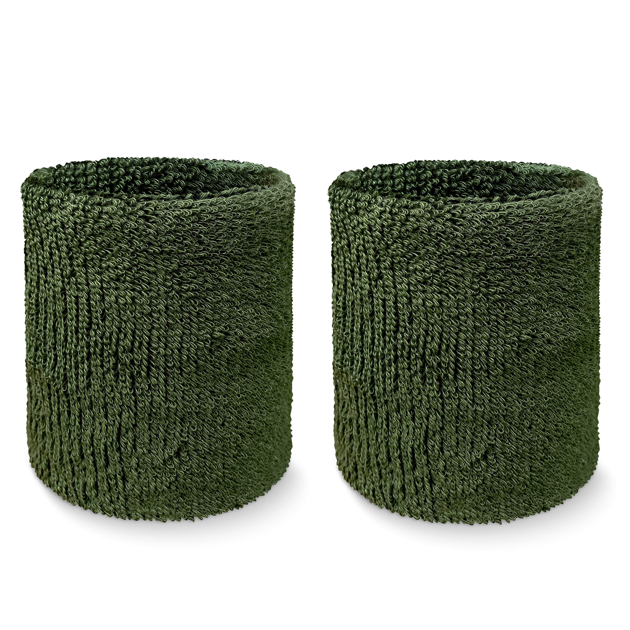 COUVER 4" Tall Wrist Sweatband - Plain Solid Color Soft Cotton Terry Cloth Sport Wristband 1 Pair