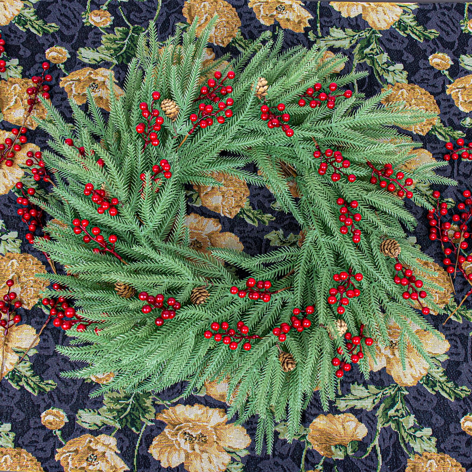J'FLORU Paquete de 50 decoraciones para árbol de Navidad de 6.5 pulgadas, tallos de bayas artificiales, púas de bayas rojas para Navidad, invierno, adornos de árbol de Navidad, centros de mesa,