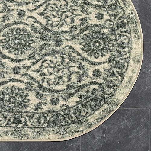 Miniatura 198 de Antep Rugs - Alfombras antideslizantes (antideslizante) 5 x 7 con parte trasera de goma floral geométrica de bajo perfil para interiores