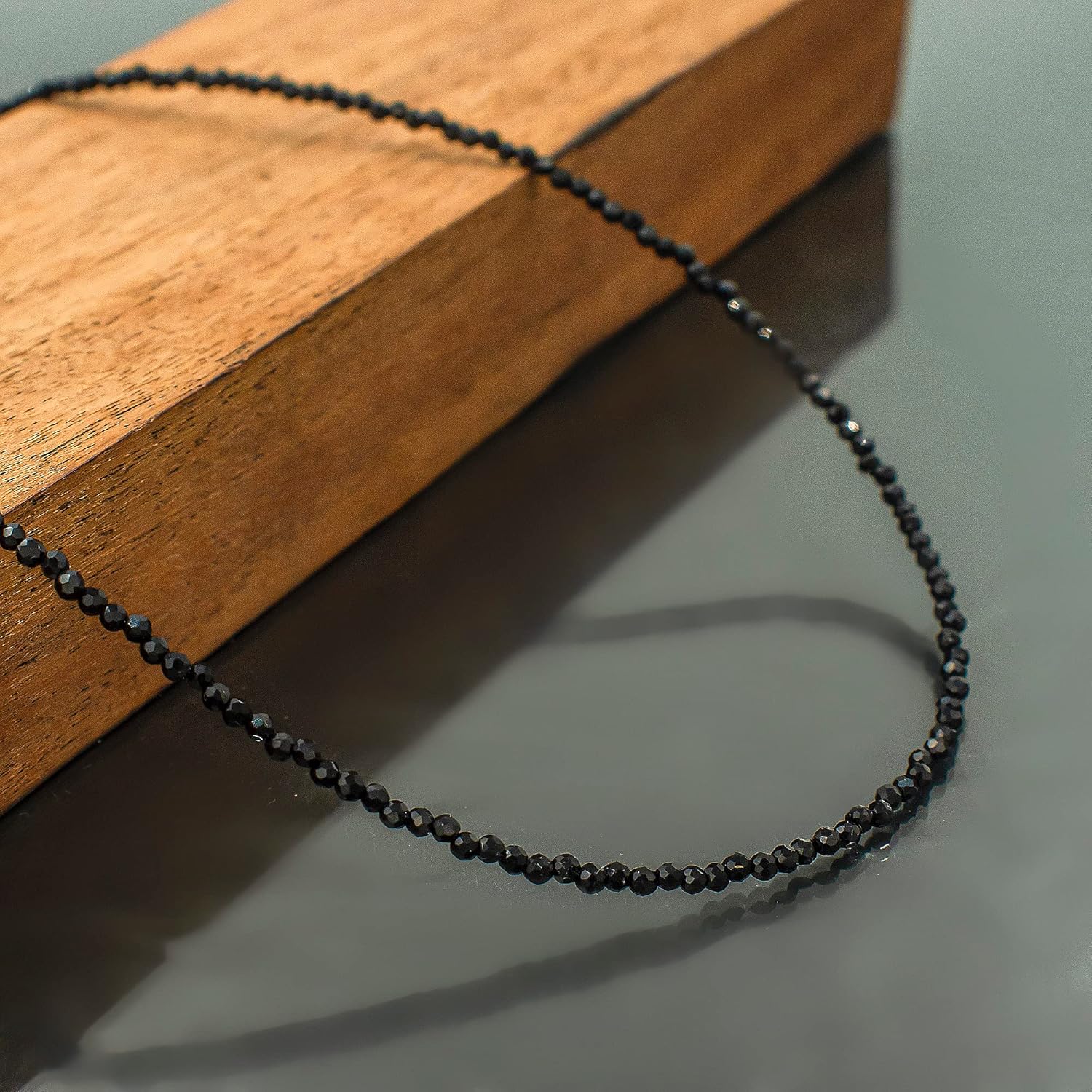 Natural Gemstone Faceted Beaded Necklace for Woman| Gold Plated Gem-stone Necklace | Beads 2–3 mm | Adjustable Chain 16+2 Inch - Image 5