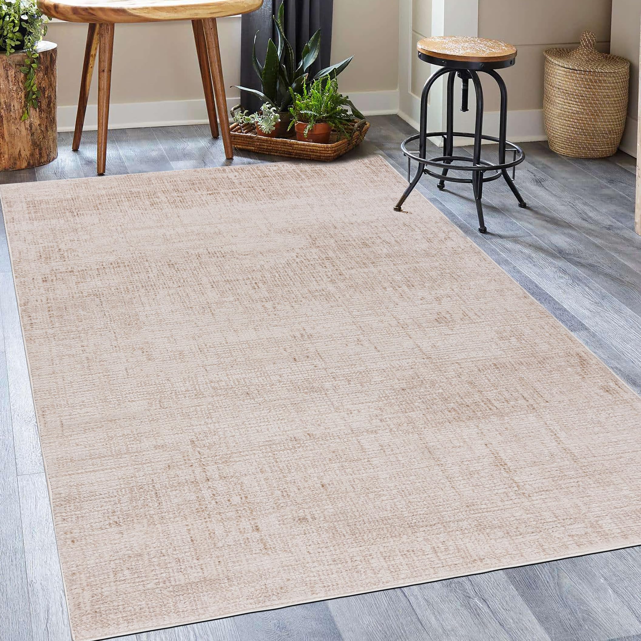 Mazovia Tappeto beige moderno astratto – Tappeto per soggiorno, camera da letto – pelo corto rettangolare – tappeti morbidi – beige crema – 160 x 230 cm