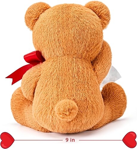 Miniatura 4 de IKASA Juguete de peluche de oso con sobre para el día de San Valentín, lindo peluche de 10 pulgadas, suave y esponjoso, regalos para novia