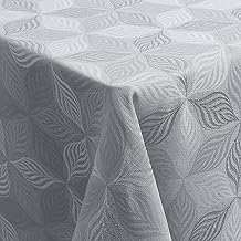 Homaxy Nappe lavable rectangulaire 100 x 140 cm - Jacquard à plusieurs feuilles - Ornements - Anti-taches - Facile d'entretien - Gris