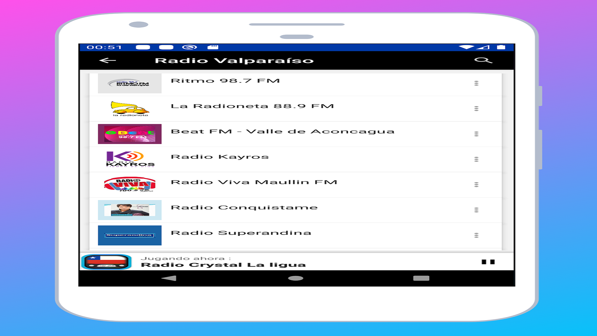 Aplicación Radio de Chile Radio Gratis, Emisoras chilenas Online