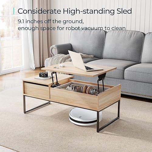 Miniatura 5 de LINSY HOME Mesa de centro elevadora con almacenamiento mesas de centro elevadoras para sala de estar mesas centrales elevadoras modernas de mediados