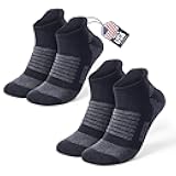 SAMSOX 2-Pair Merino Wool Running Socks, Made in USA Cushioned Athletic Socks for Men & Women (Charleston Low-Cut)