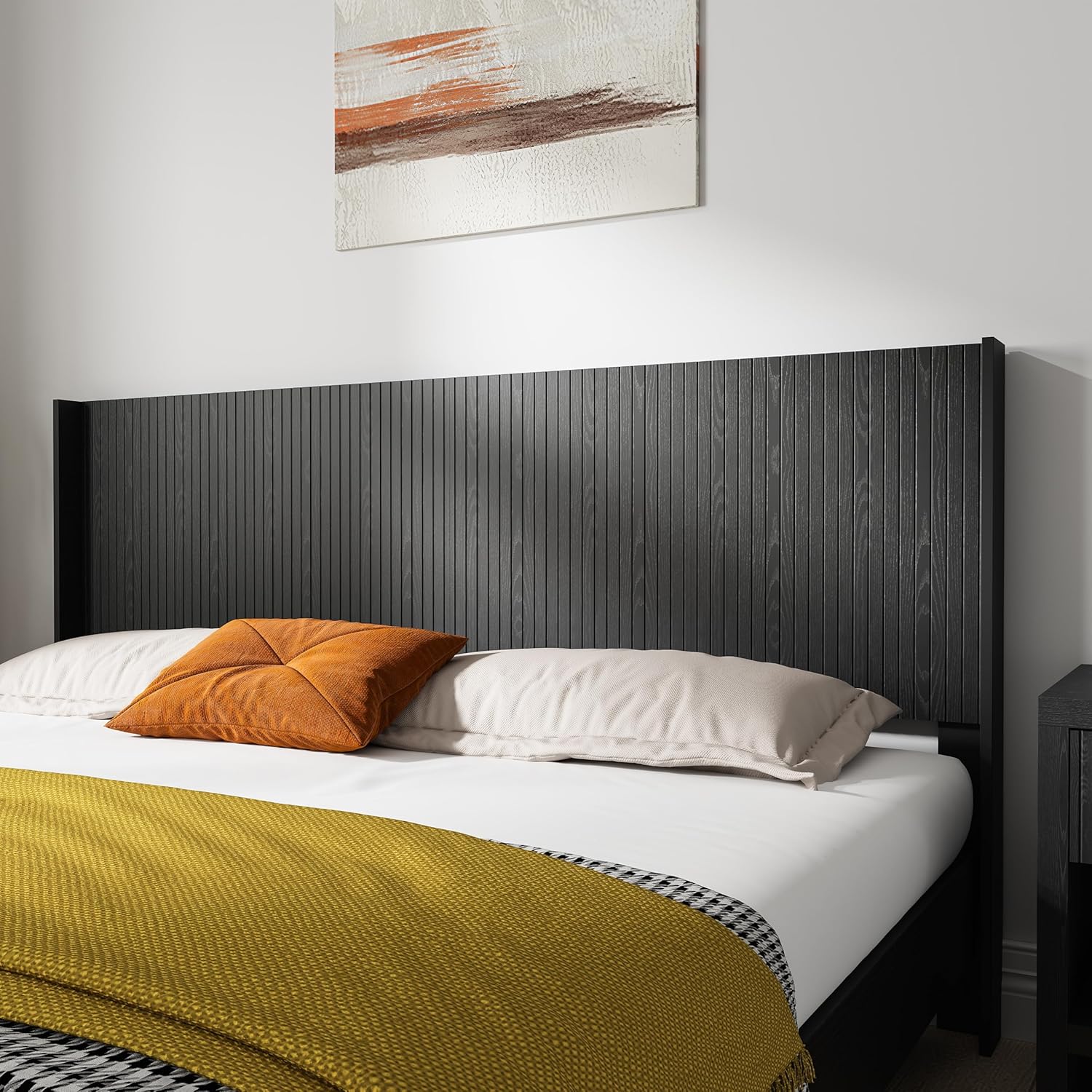 80.2" Wide Wooden Headboards King Size, Modern Wood Headboard King Size Headboard Only, Farmhouse Head Board Only, Wall Mounted Head Board, Boho Headboards (Natural Oak)