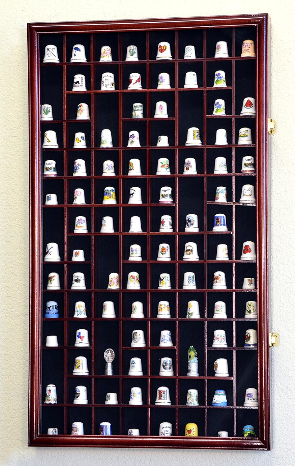 sfDisplay.com,LLC. 100 Opening Thimble/Small Miniature Display Case Cabinet Holder Wall Rack 98% UV Lockable