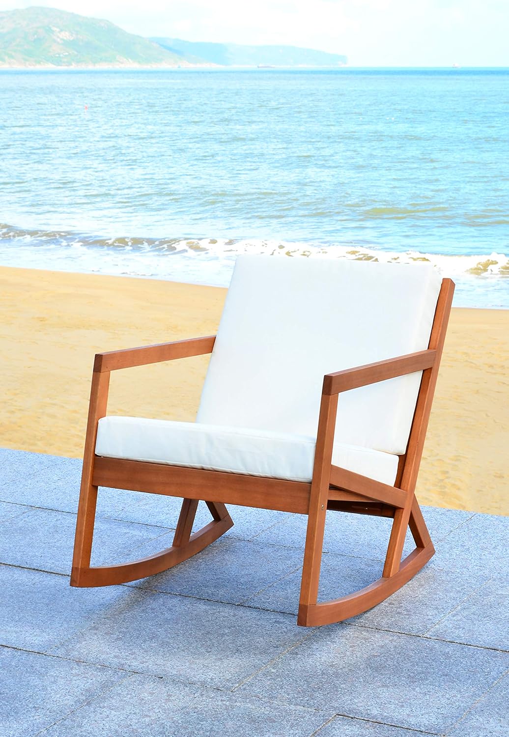 Safavieh Outdoor Rocking Chair and Christopher Knight Home Acacia Wood Side Table