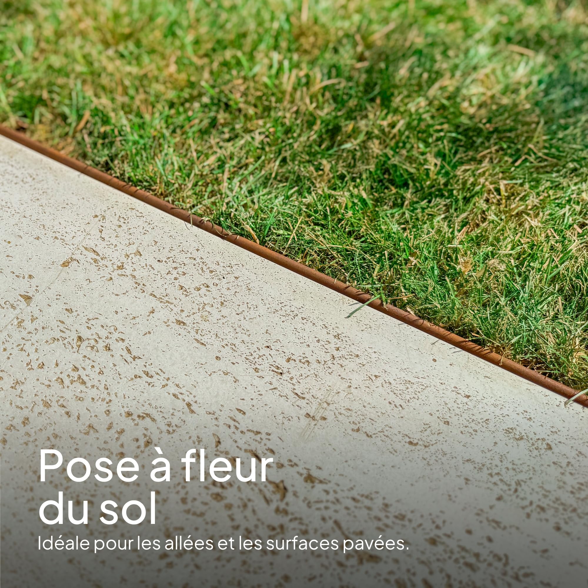 UNIGARDIA Bordure de Jardin en Acier Corten 5 m, Hauteur 5 cm, Rebord 5 mm | Bordure de Pelouse Flexible en Métal, Installation facile, Piquets d’ancrage inclus