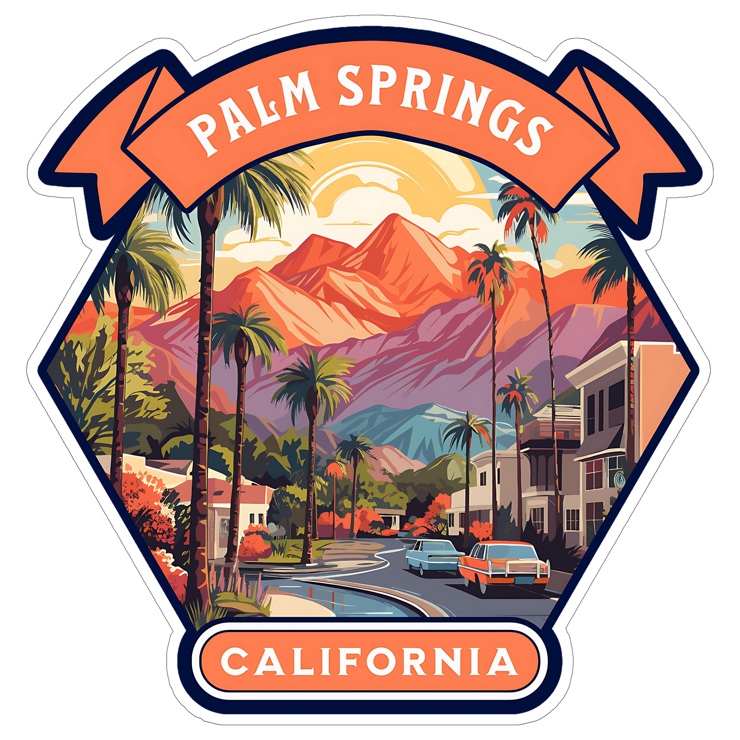 Palm Springs California Sticker 4 Inch Travel Souvenir City Destination - Waterproof Vinyl Decal for Laptop Water Bottle Car Tumbler - Durable