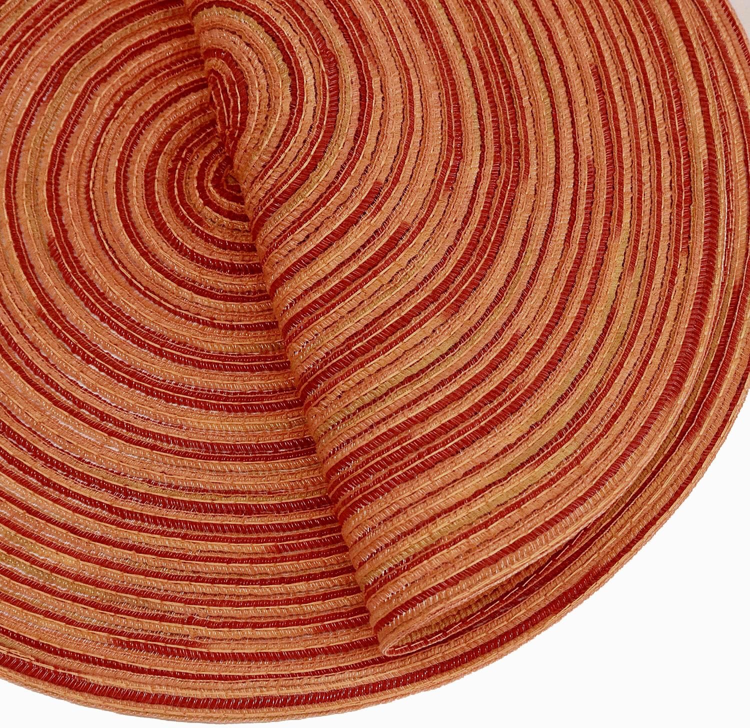 Youyi Table Placemats Set of 8, Round Place Mats 15 Inch Washable Heat Resistant Durable Woven Braided Placemats Table Mats for Dining, Dark Orange