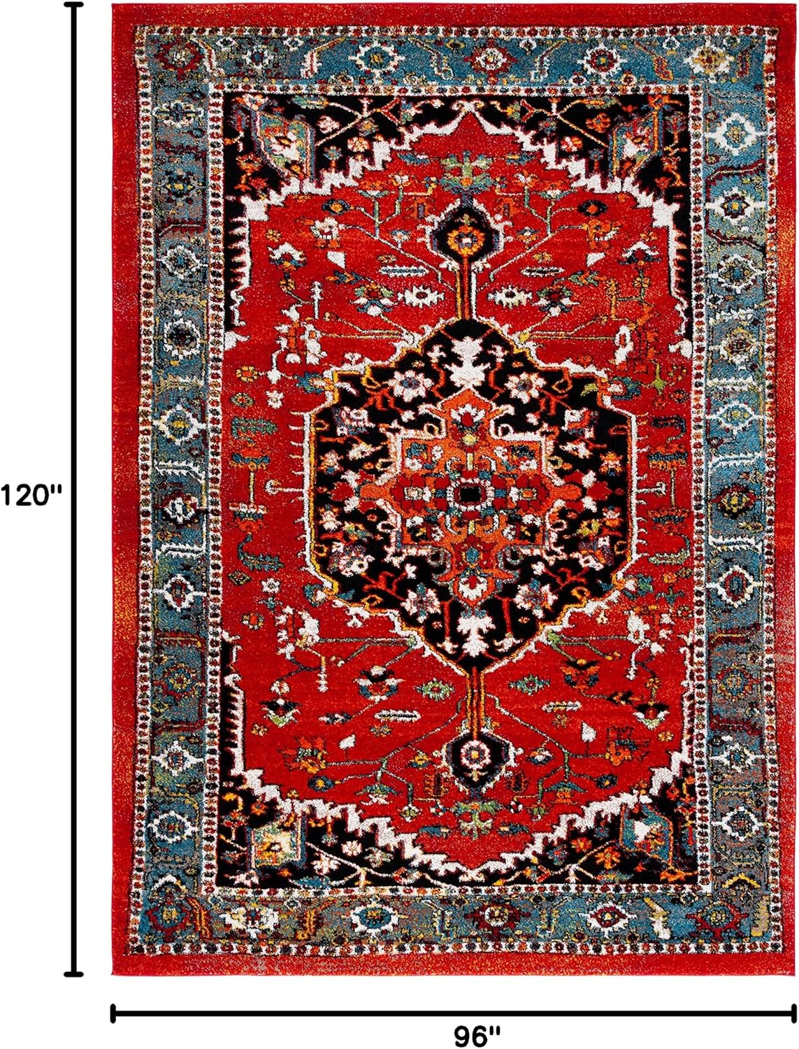 SAFAVIEH Area Rug 8x10 - Vintage Hamadan Collection - Large - Red & Blue, Traditional Oriental Medallion Design, Non-Shedding & Easy Cleaning, Ideal for Living Room, Bedroom, Dining Space (VTH266Q)