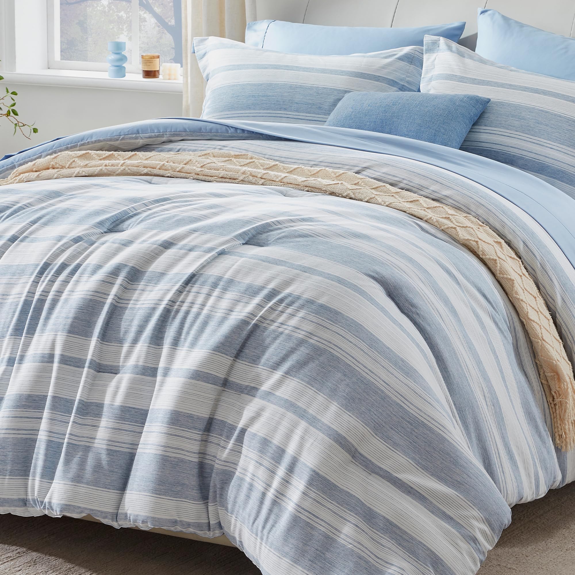 Hyde Lane Neutral Farmhouse Bedding Set, 3 Pieces King Size