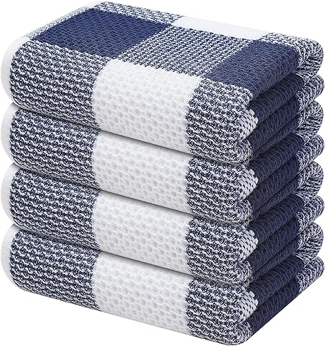 Mordimy Toallas de cocina 100% algodón con tejido de gofre, 13 x 28 pulgadas, paños de cocina súper suaves y absorbentes para secar platos, paquete