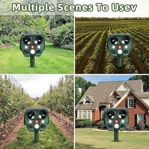 Miniatura 6 de Repelente solar ultrasónico de animales, disuasorio para gatos al aire libre, impermeable, disuasorio solar de animales, ultrasonido de frecuencia,