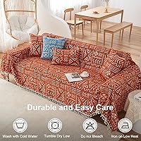 Vista 115 de VClife funda boho de sofá de felpilla para sofá seccional, funda antideslizante para sofá de 2 plazas, protector para mascotas con borlas, funda