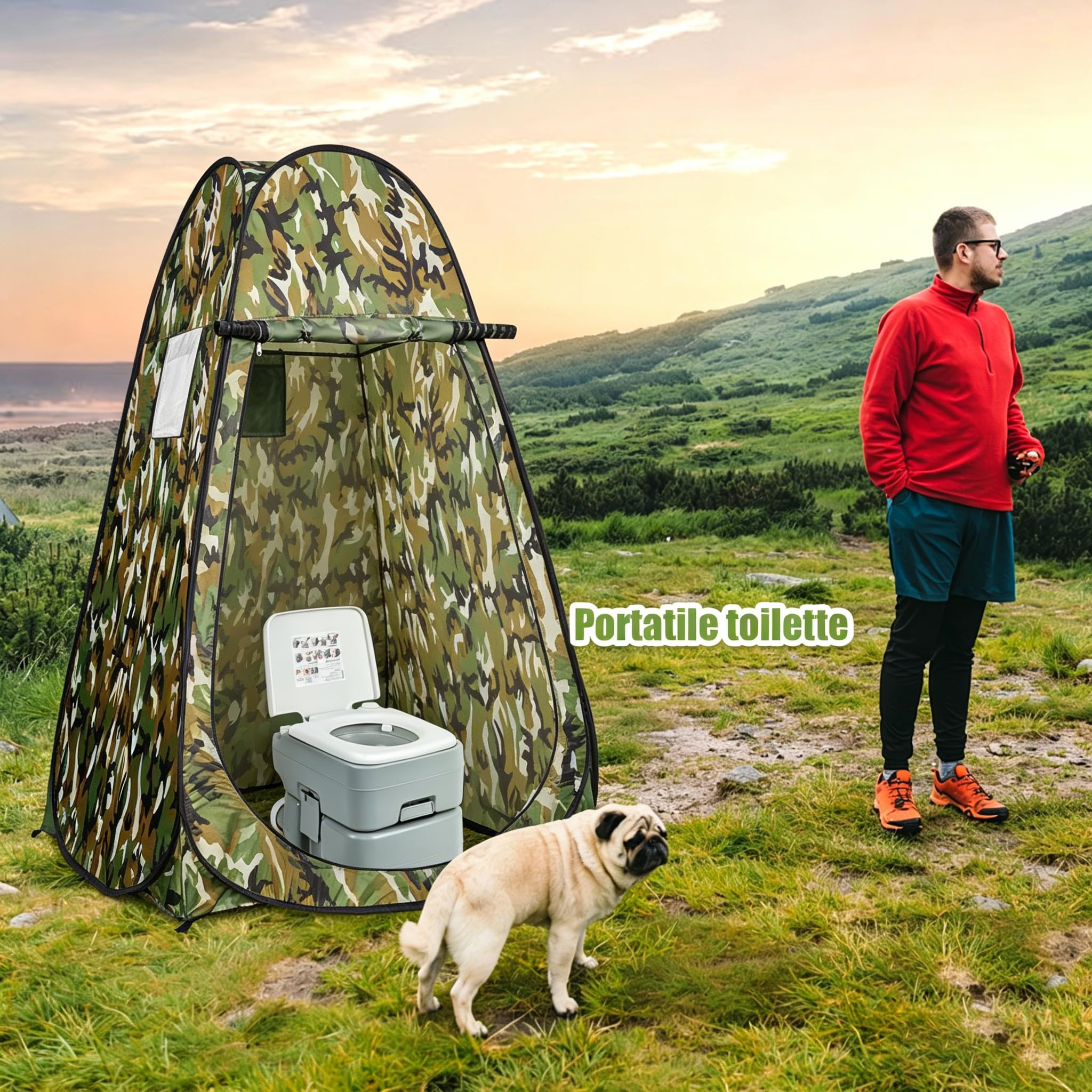 COSTWAY Tenda da Doccia Pop-Up, Tenda ad Apertura Istantanea Impermeabile con Ingresso a Cerniera, Finestra e Tasca Portaoggetti, per WC, Doccia, Spiaggia e Pesca, 120 x 120 x 190 cm
