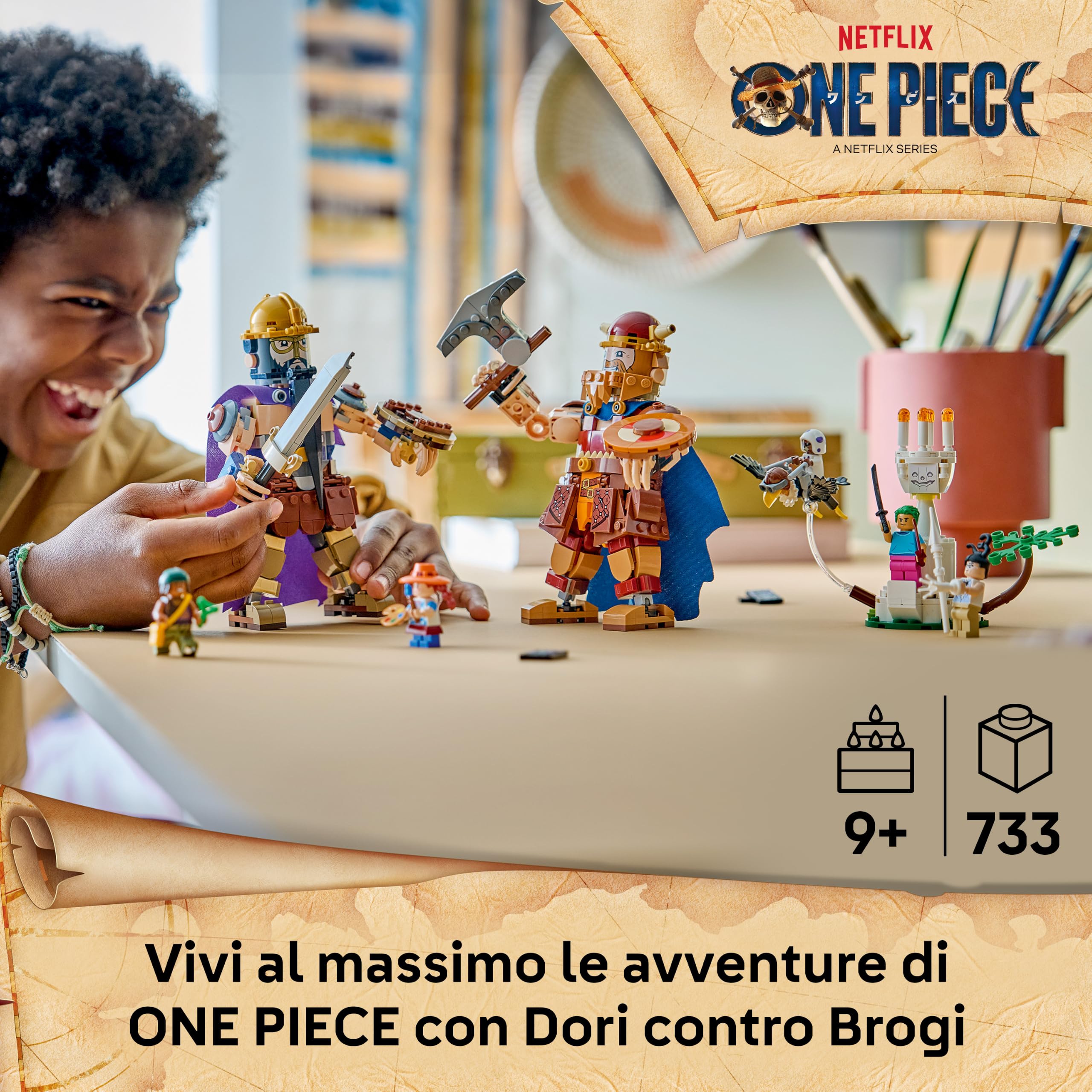 LEGO ONE PIECE Dori Contro Brogi – Giganti di Little Garden - Giocattolo Interattivo con 2 Action Figure e 5 Minifigure - Regalo per Bambini, Bambine e Fan da 9 Anni in su - 75644