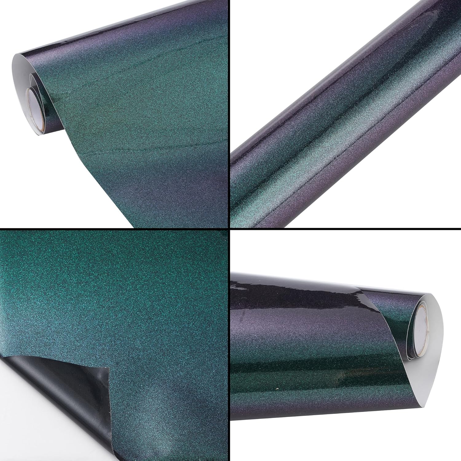 Glossy Purple to Charming Green Metallic Chameleon Vinyl Wrap Sparking Diamond Gradient Color Change Car Body Vinyl Film Roll, 59.84 inch x 29.52 inch