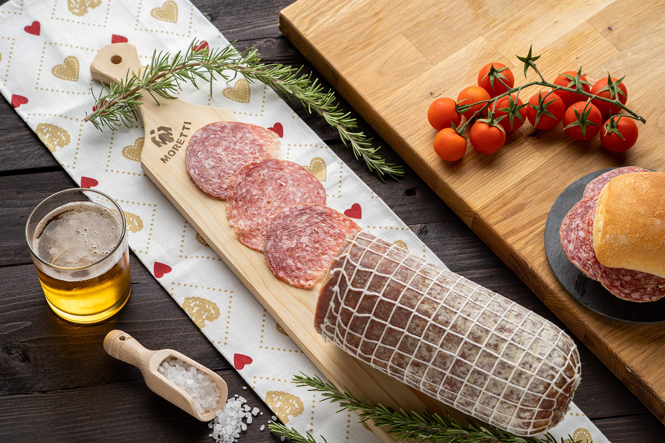 Moretti® | Salame Milano Artigianale Stagionato Dolce | Trancio 900gr.+ | Confezionato In Sottovuoto | NO OGM