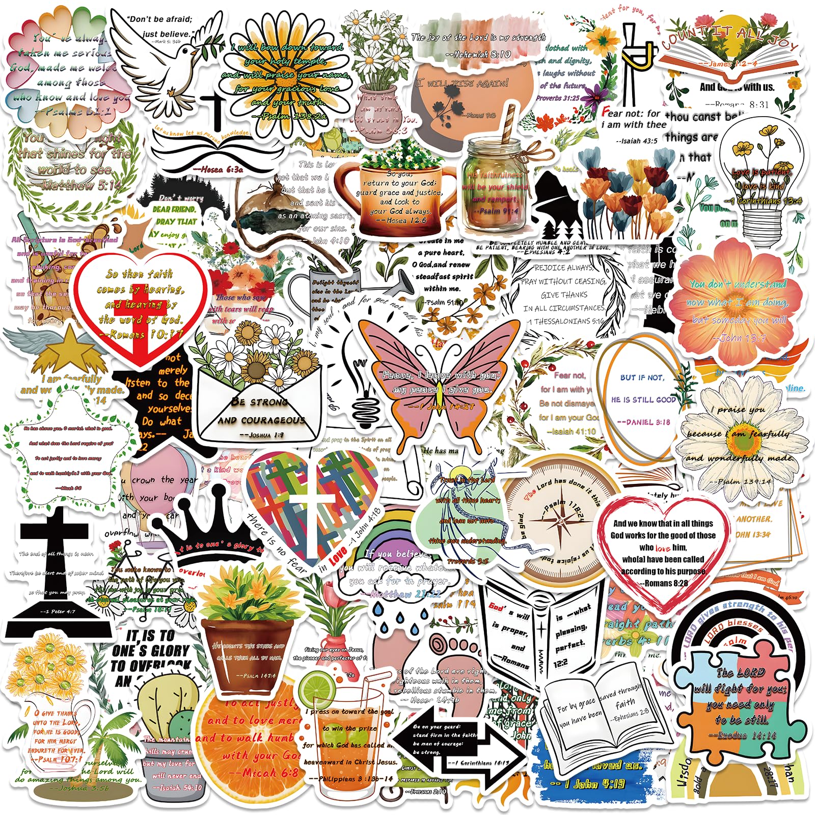 100Pcs Jesus Christian Stickers, Bible Verse Faith Sticker, Inspirational Decals for Water Bottles, Religious Easter Christmas Gifts for Adults Kids Men and Women